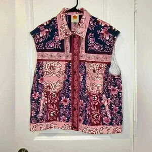 Farm Rio Vest - Floral Tapestry Pink XS